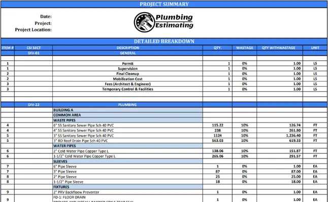 plumbingestimating sample image